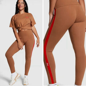 Victroria's Secret PINK Victoria's Secret Leggings XXL Brown Red Striped NEW